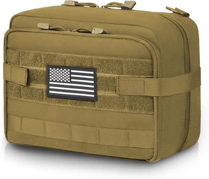 Jueachy Tactical Molle Pouch Large Admin Bag Utility Tool Pouches Molle Attachment EDC Pouches Expandable Molle Accessories Organizer Medical Pocket U.S.A Patch Included - Image 1